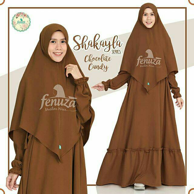 (Size XXS) Gamis Shakayla Chocolate Candy Gamis Shakayla Cokelat Dress Fenuza Dress Gamis Mosscrepe