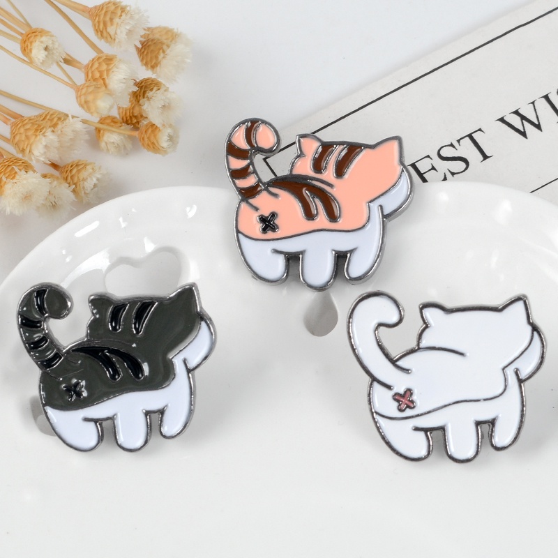 Bros Pin Enamel Bentuk Kartun Hewan Kucing Lucu Untuk Anak