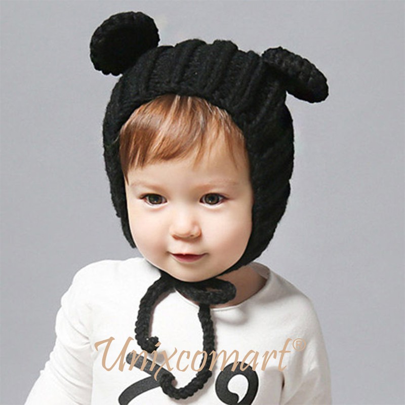 Topi Kupluk Anak Bayi Rajut BONNET MOUSE Ears Cap Topi Kupluk Anak Bayi Rajut