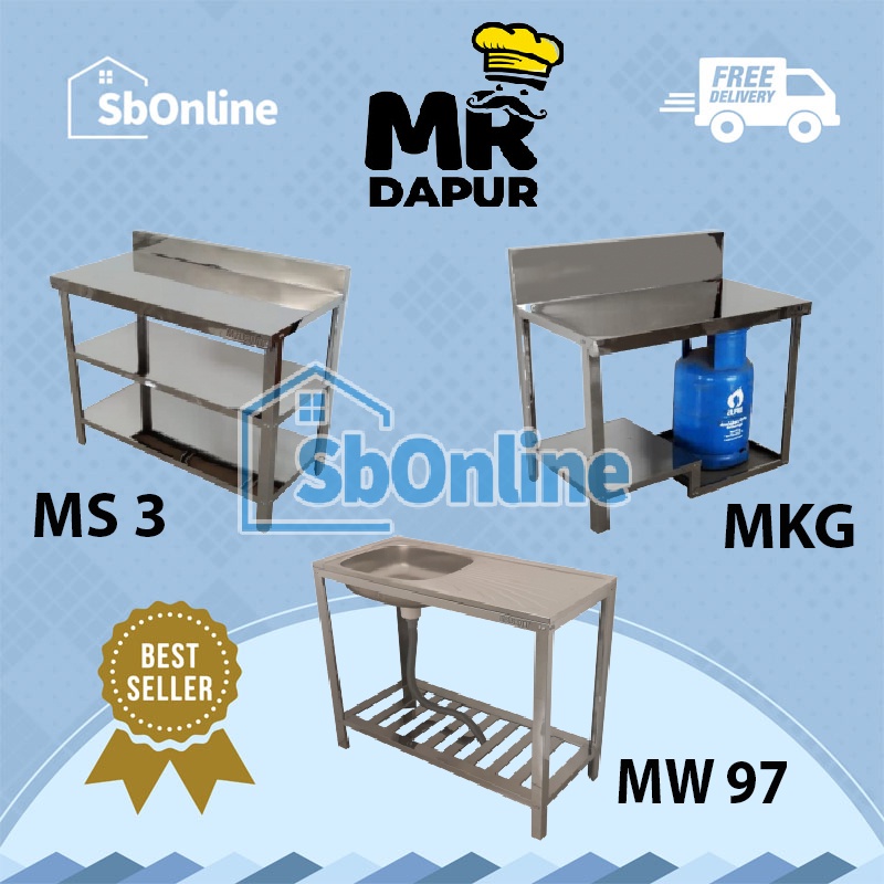 Paket Hemat Meja Stainless Mr Dapur MS 3 MKG MW 97