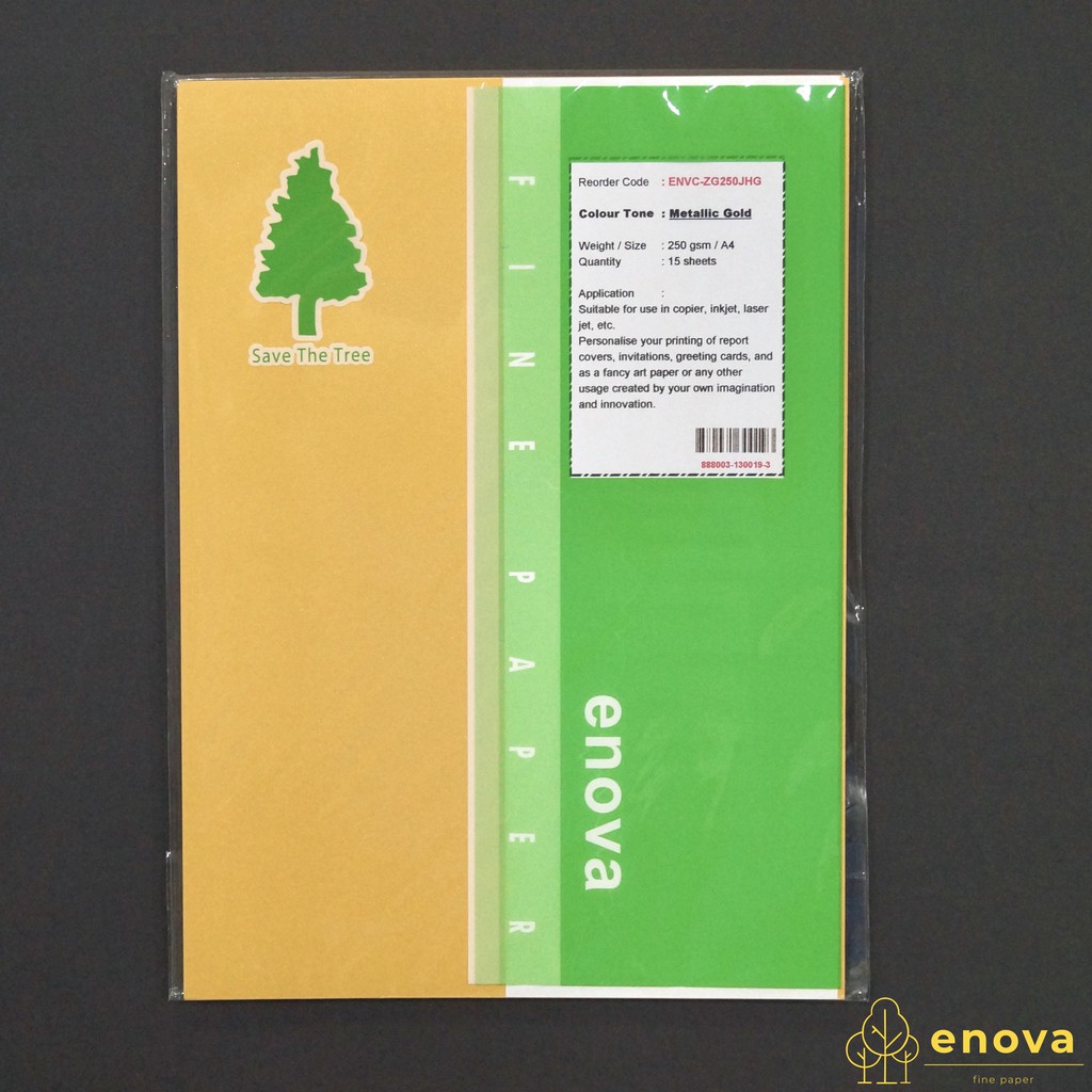 

Fancy Art Paper ENOVA | Metallic Gold | A4 250GSM (Metalik)