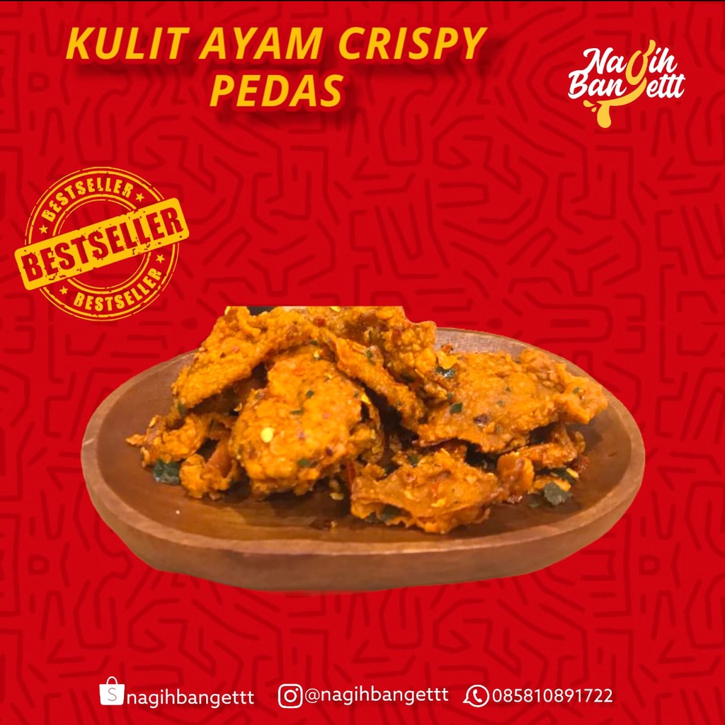 

Kulit ayam crispy pedas daun jeruk makanan 50 100 250 gr murah viral