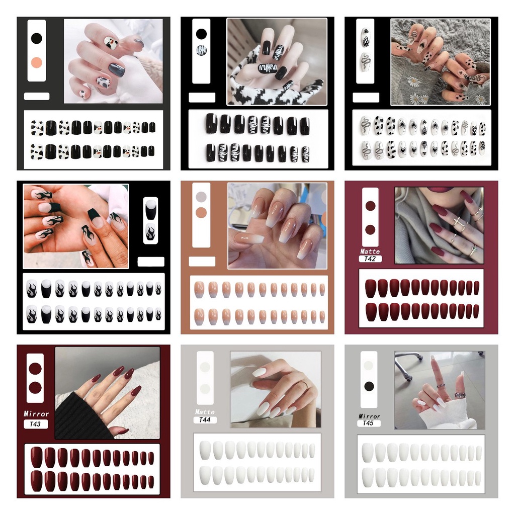 Kuku Palsu Fake Nail 24 Pcs Kemasan Strip Kuku Palsu Baru Fake Nails Kuku Palsu 3d Kuku Palsu Polos French Manicure