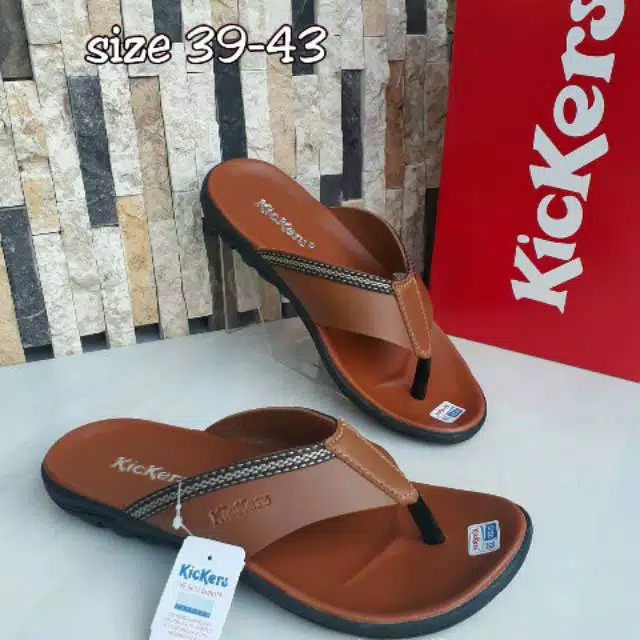 Sandal Jepit Kickers Pria Kulit | Sandal Casual | Sandal Branded