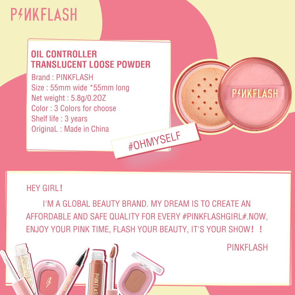 PINKFLASH OhMySelf Matte Translucent Setting Powder Powder Oil Controller Loose Setting Powder 1 Color 111