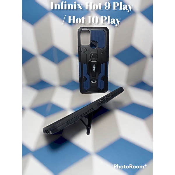 MN - Infinix Hot 9 Play / Hot 10 Play / Hot 11 Play Case I-Crystal Robot Silikon Ring Standing Cover