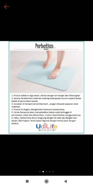 Diatomite Keset Kaki Cepat kering Anti Slip Bath Mat