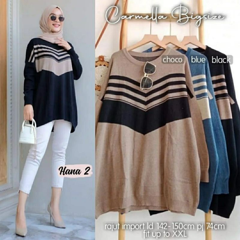 Carmella Bigsize, ATASAN RAJUT JUMBO SUPER CANTIK FIT XXXXL LD 140-150 BAHAN RAJUT IMPORT TERMURAH OOTD MODIS