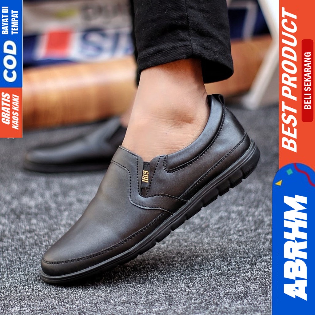 Abrhm Kaijin - Sepatu Slip On Pria Casual Hitam