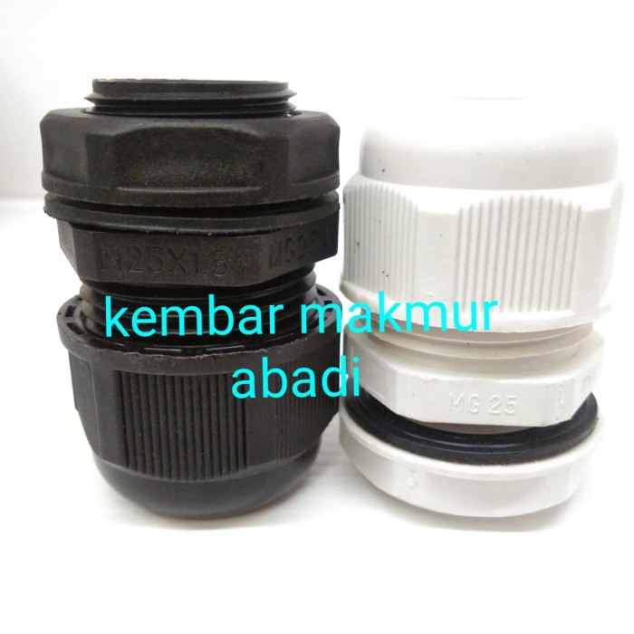 KABEL GLAND MG-25 PVC NYLON / GLAND KABEL MG25 PUTIH / HITAM / CABLE GLAND MG 25 / KABEL GLEN MG25