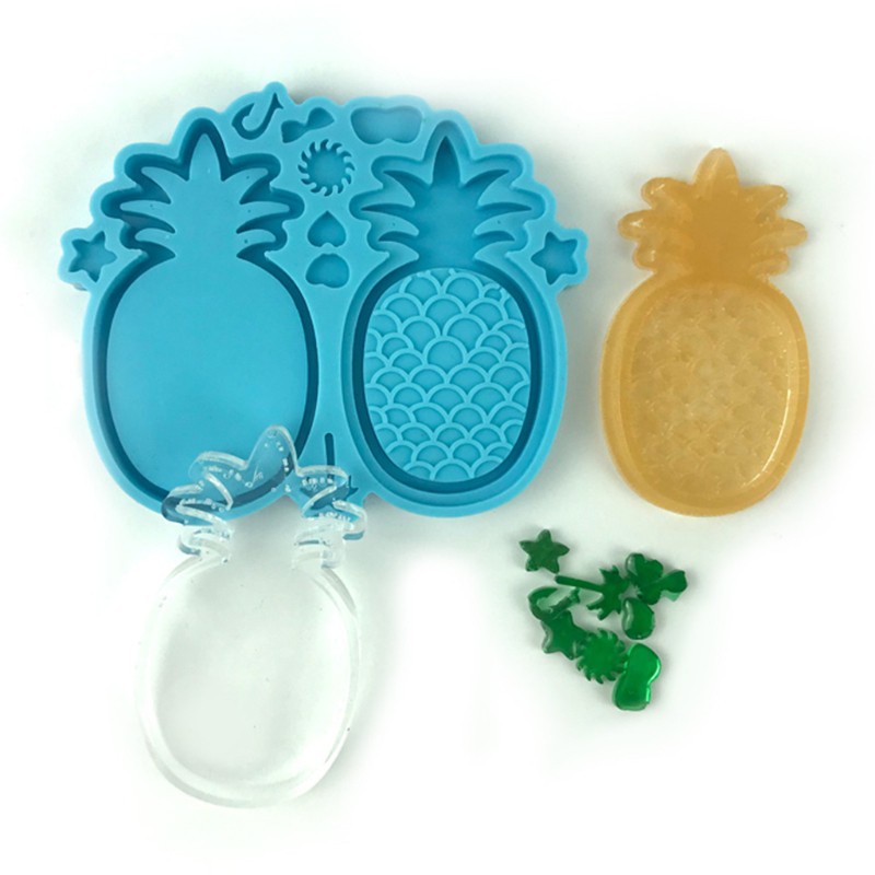 Glitter Quicksand Pineapple Epoxy Resin Mold Handheld Game Shaker Pendant Keychain Silicone Mould DIY Crafts Jewerly Casting Mold Decorations Making Tools