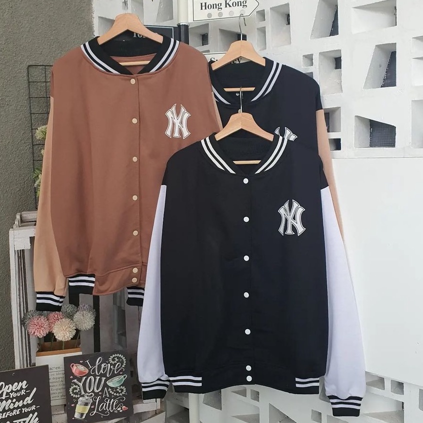 NY XXL Baseball - Jaket Oversize Baseball Wanita Korean