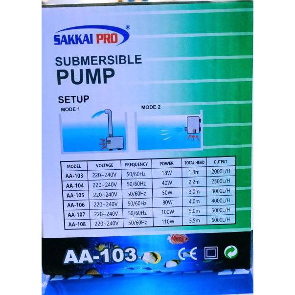 "MOZ.26My21ᴶ" POMPA AQUARIUM AQUASCAPE KOLAM HIDROPONIK SAKKAI PRO AA-103