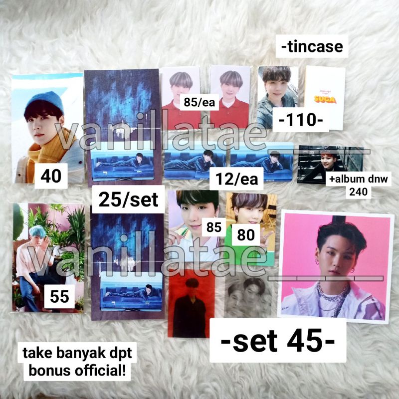 BTS SUGA YOONGI PC PHOTOCARD BE DELUXE CARD TICKET PAJAMA CARDIGAN BUTTER SOWOOZOO