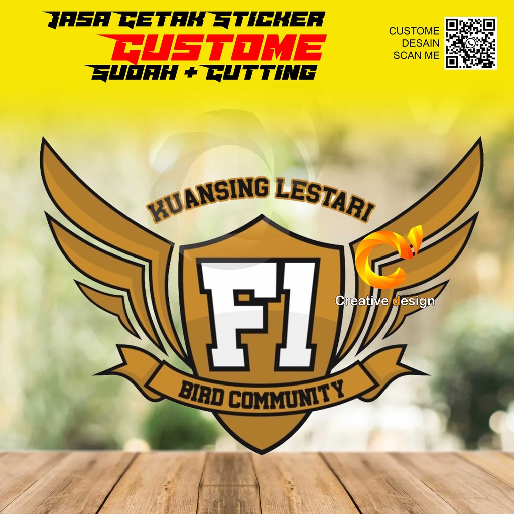 JASA CETAK STICKER VINYL/ CETAK SUDAH TERMASUK LAMINATING GLOSSY & CUTTING 1X1 METER