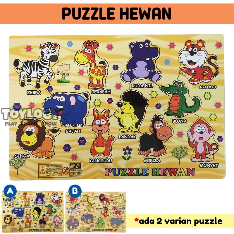 Mainan Edukasi Anak Puzzle Kayu Hewan Fauna Binatang Safari Wooden