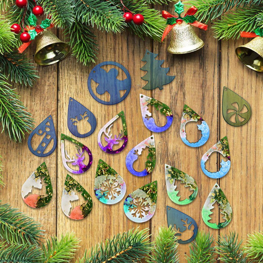 Solighter Anting Cetakan Silikon Casting Liontin Elk Snowflake Snowman Ear Studs