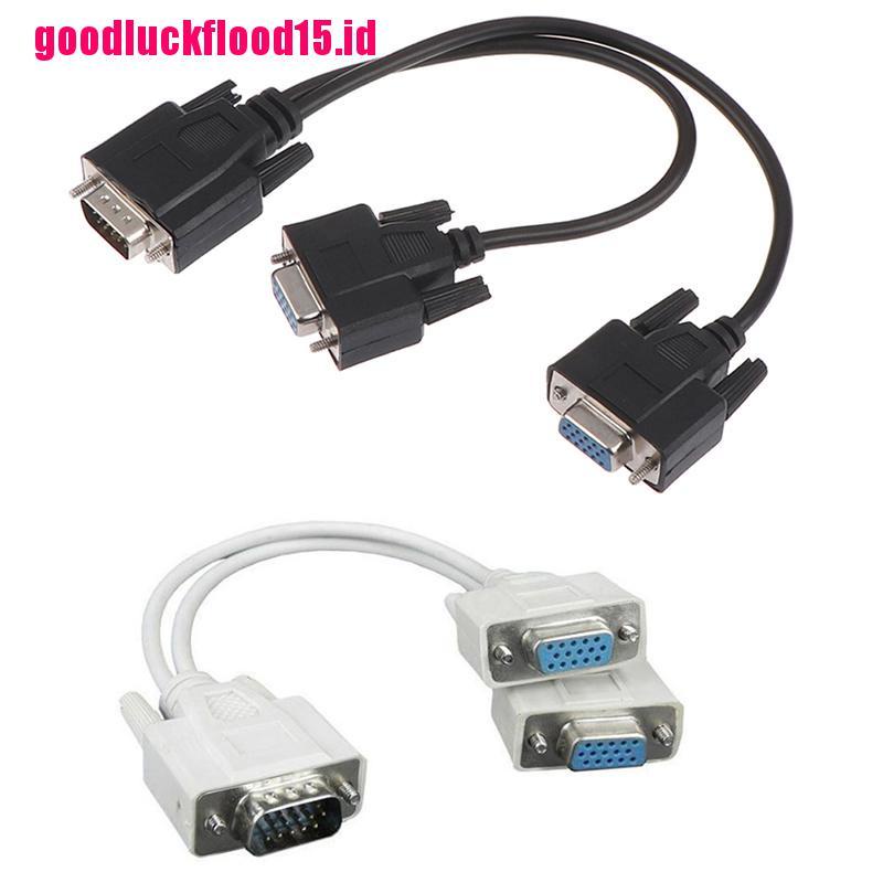 {LUCKID}15Pin VGA male to 2 vga svga female adapter splitter video monitor cable