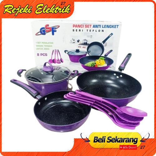 Panci Set Teflon Anti Lengket GSF 2529 Panci Wajan Penggorengan Teflon Cookware set - TUTUP KACA