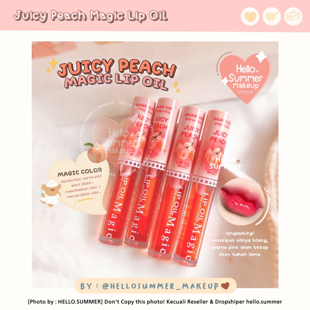 𝐋𝐈𝐏 𝐎𝐈𝐋 𝐒𝐄𝐑𝐔𝐌 - Hasaya Girl Juicy Peach Magic Lip Oil Lip Care Serum 5ml Melembabkan Bibir Menutrisi Bibir