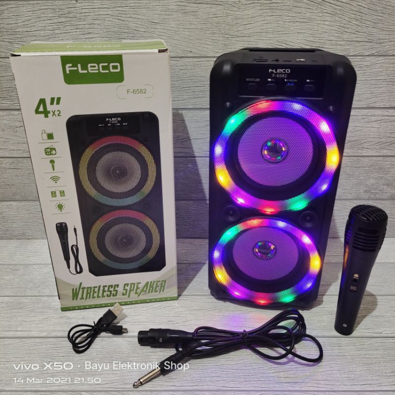 NEW SPEAKER BLUETOOTH F-6582 BONUS MIC KARAOKE PORTABEL NGEBASS BERGARANSI/ MICROPON TERMURAH