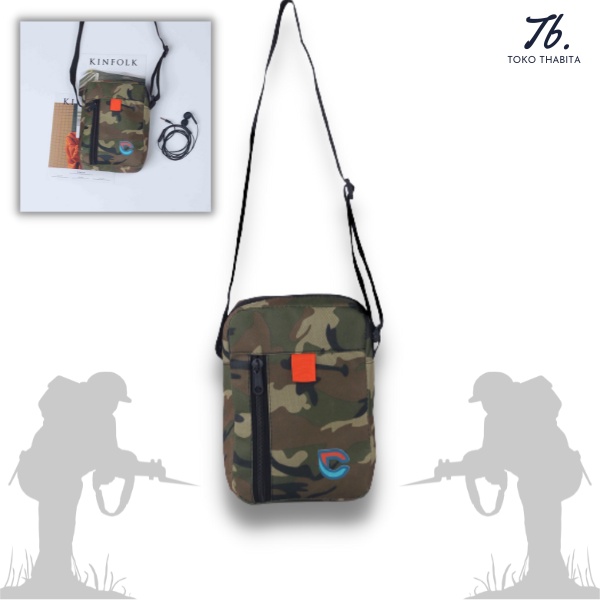 Toko Thabita Tas Selempang Pria Mini Sling Bag Loreng Army Sako Wallet