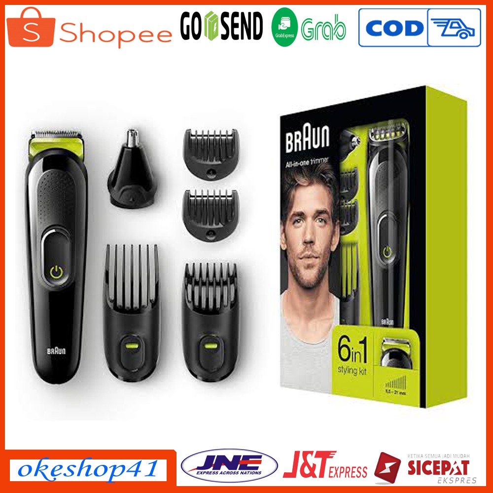 Braun multi grooming kit MGK 3021 alat cukur rambut kumis jenggot dan tubuh 6 in 1