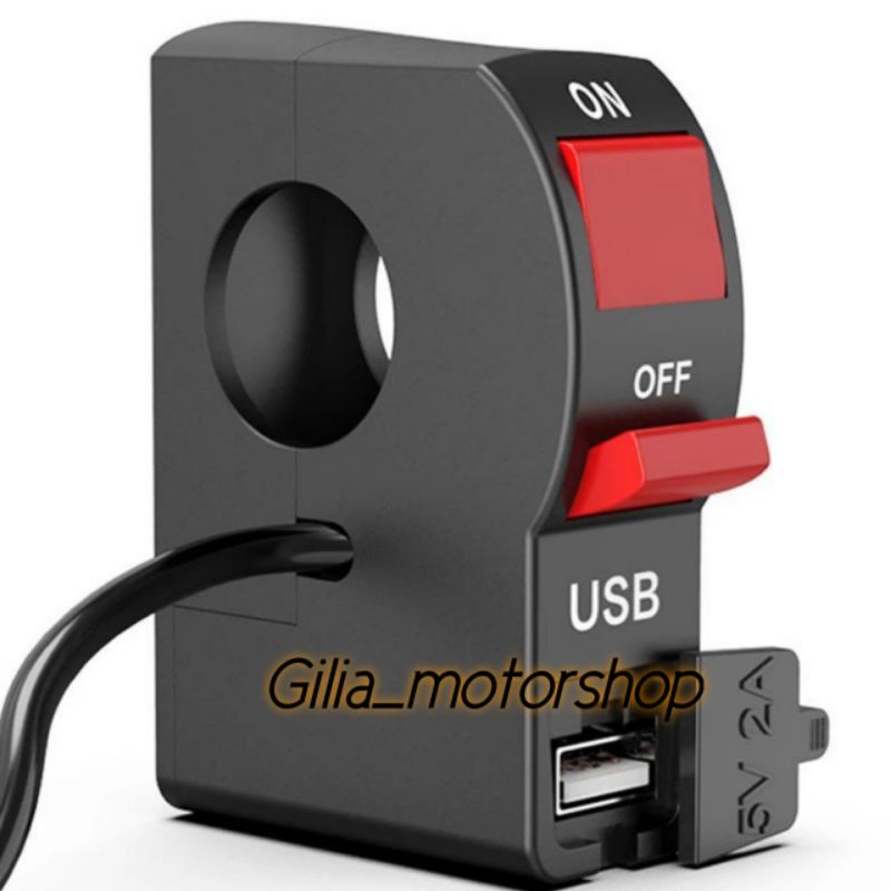 Saklar Lampu Motor Plus USB 5V 2A Saklar On Off Charger USB Universal Motor