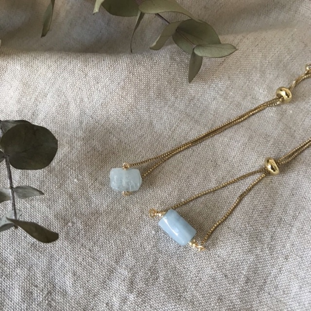 Aquamarine Bracelet - Natural stone gold plated bracelet