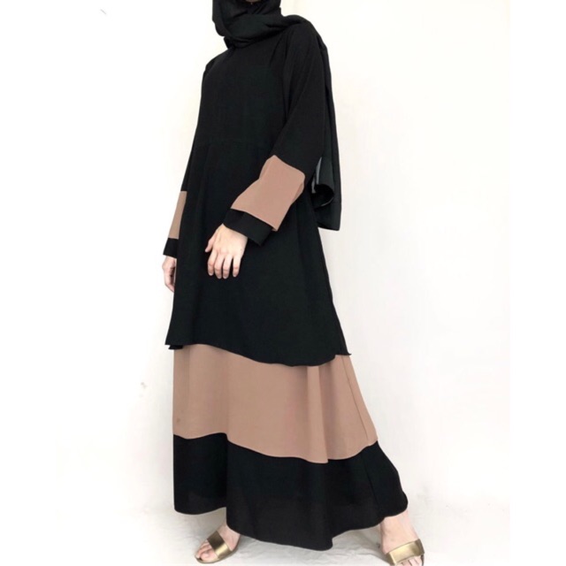 Atifa gamis warna mocca dan dusty