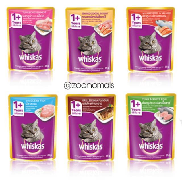 Whiskas pouch wet food 85gr makanan basah kucing  Shopee Indonesia