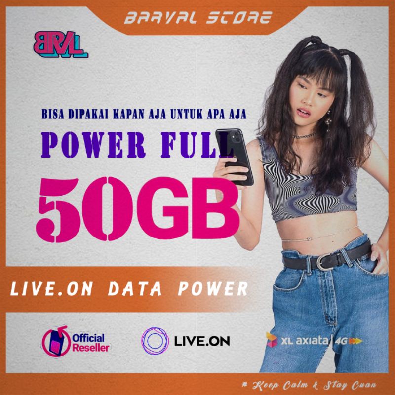 KARTU PERDANA LIVE.ON by XL DENGAN 50 GB KUOTA BISA DIPAKAI FULL 24 JAM UNTUK SEMUA APLIKASI (TANPA 
