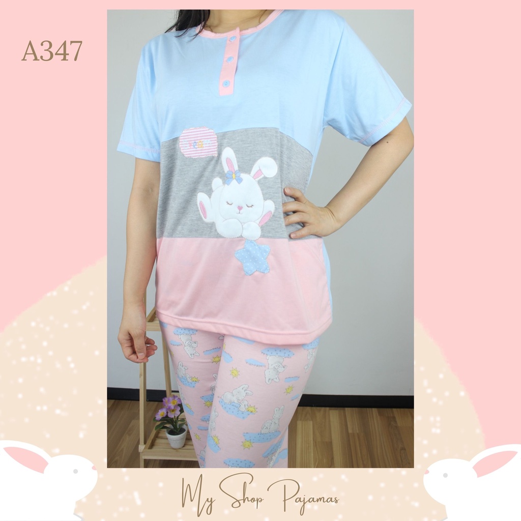 BAJUTIDUR PIYAMA BIGSIZE ALL SIZE JUMBO XL 2L TANGAN LENGAN PENDEK CELANA PANJANG ANNE CLAIRE BABYDOLL SETELAN WANITA DEWASA SLEEPWEAR PAJAMAS CP CPBIG-3