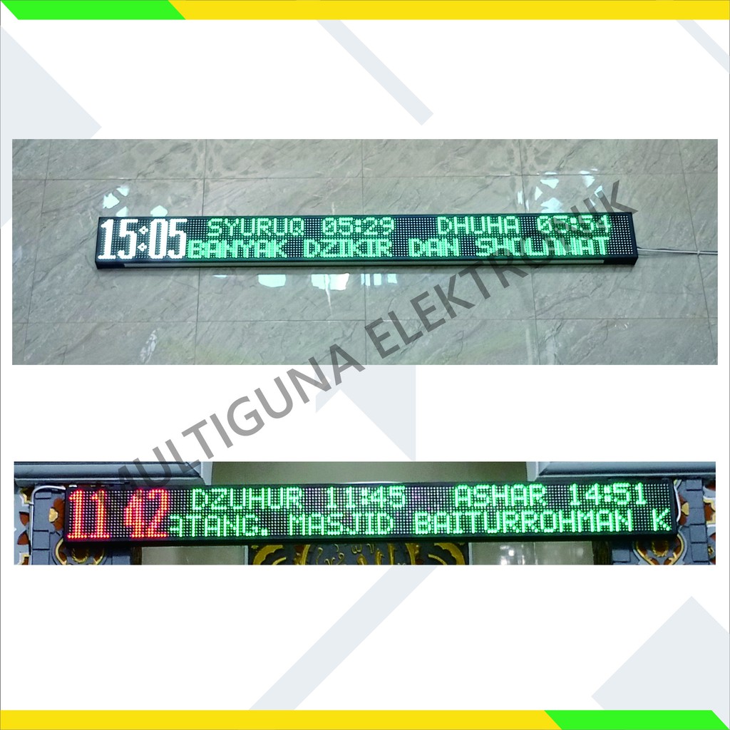 Running text jadwal sholat, jam digital masjid 195cm x 20cm