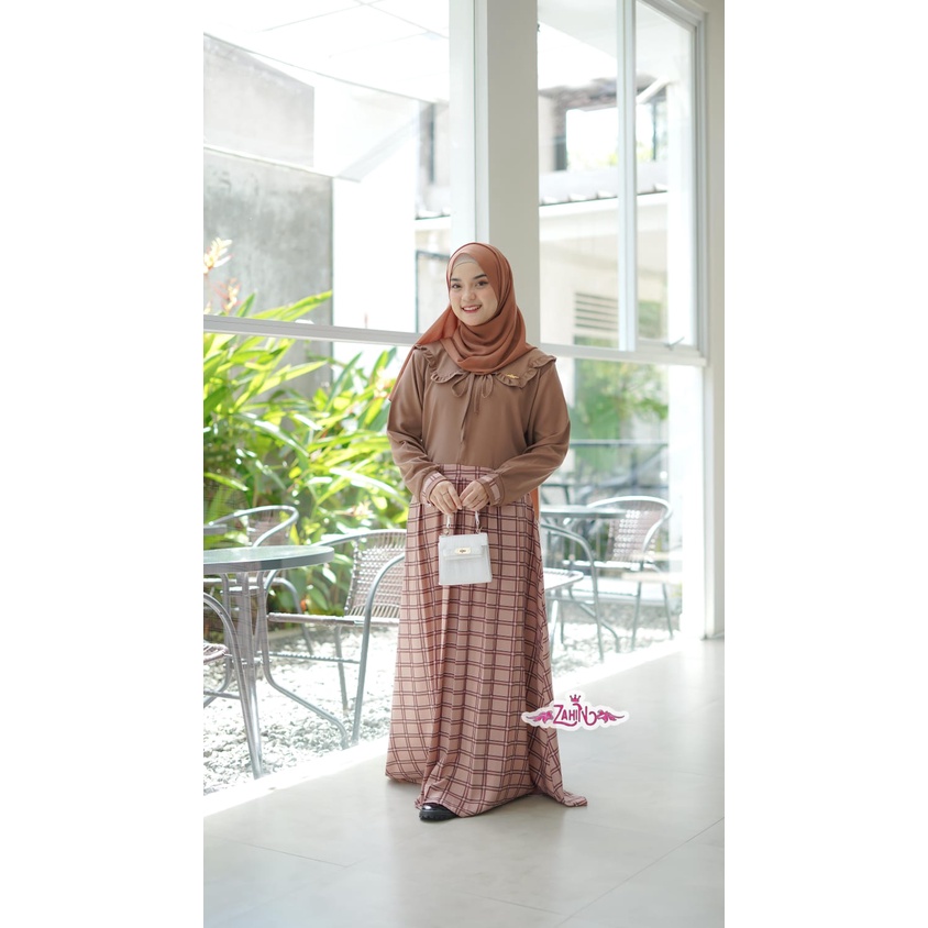 GAMIS COLLAR MANDA KOTAK DRESS 100% ORI BY ZAHIN KOTAK kerah collar model nyatu  ld.105 pb.140/Colla