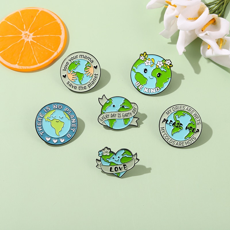 Please Help Earth Enamel Pin Custom Be Kind Hug Earth No Planet B Brooches Lapel Pin Badge Environment Jewelry Gifts For Kids