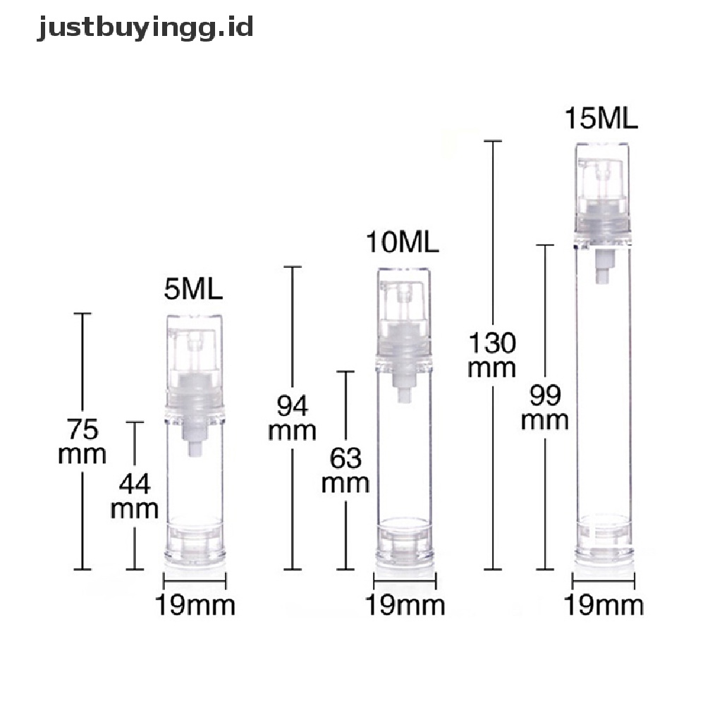 1pc Botol Pompa Kosong Wadah Lotion Kosmetik Ukuran 5 / 10 / 15ml Untuk Travel