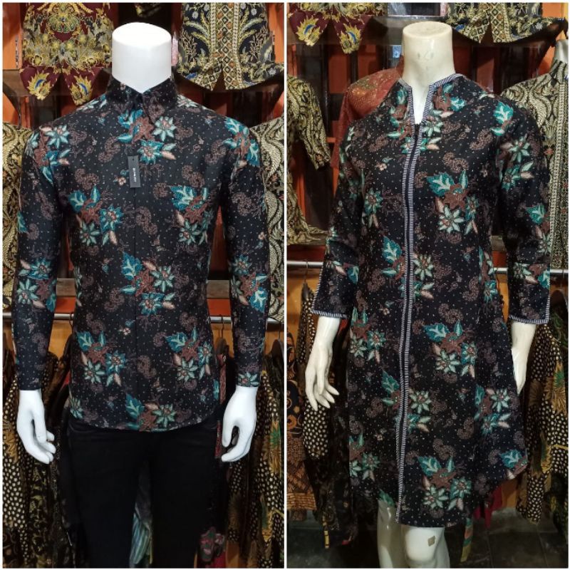 Couple Batik kemeja Pria Slimfit Premium Quality Dan Tunik Batik Wanita Modern