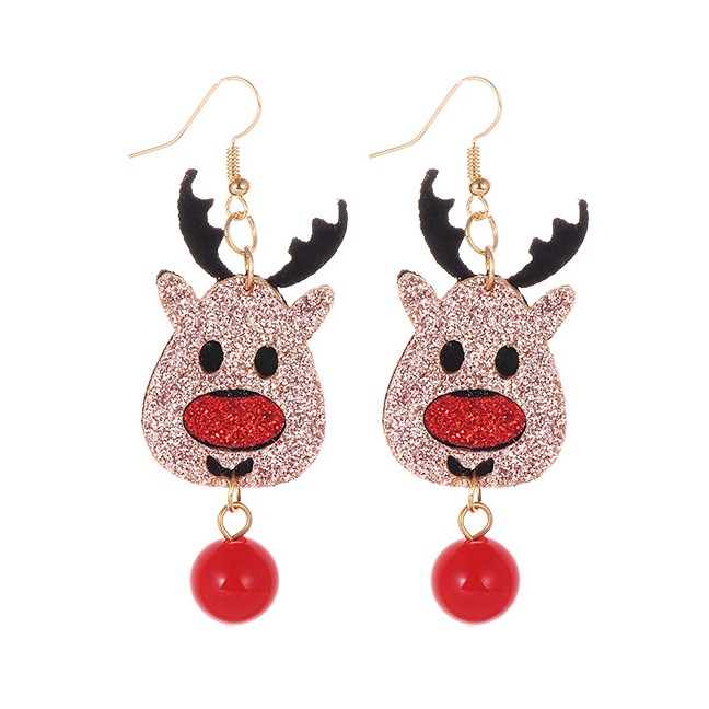 LRC Anting Gantung Fashion Multi-color Deer Shape Decorated Earrings