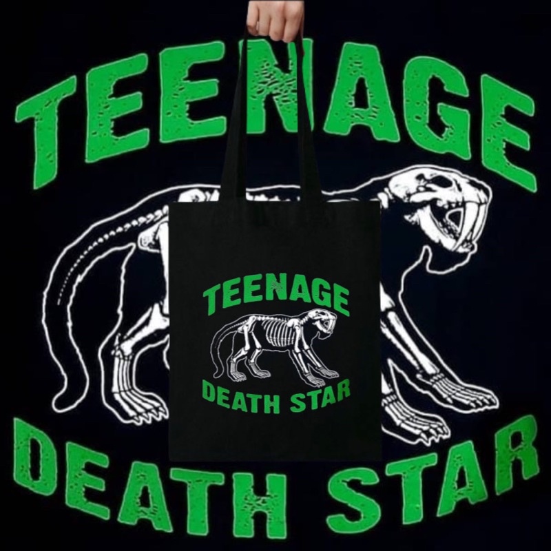 TOTE BAG TEENAGE DEATH STAR - TOTEBAG SKULL LOGO - TOTE BAG BAND MUSIK INDIE METAL ROCK - RESLETING 
