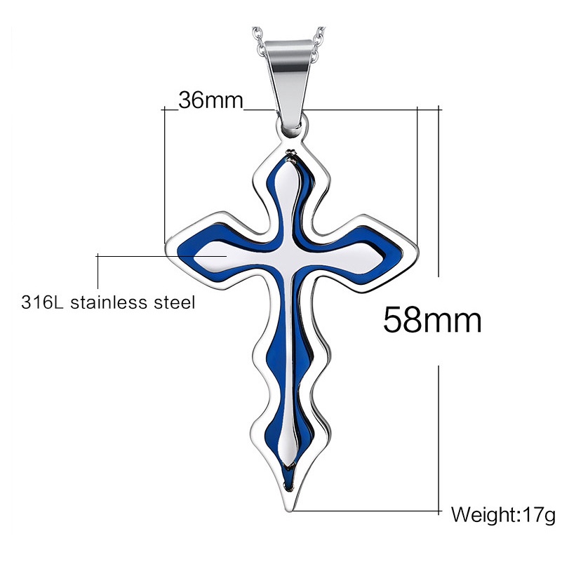 Men's Stainless Steel Multilayer Cross Pendant Necklace