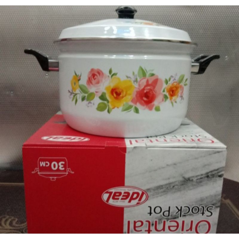 Oriental stock pot motif kembang enamel ideal uk 30 cm