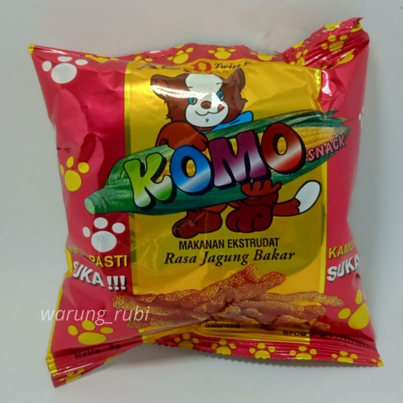 Komo Snack 8 gram, Harga 1pcs. Chiki Jajanan jadul Chiki Makanan ringan rasa Jagung Bakar Cemilan Sa