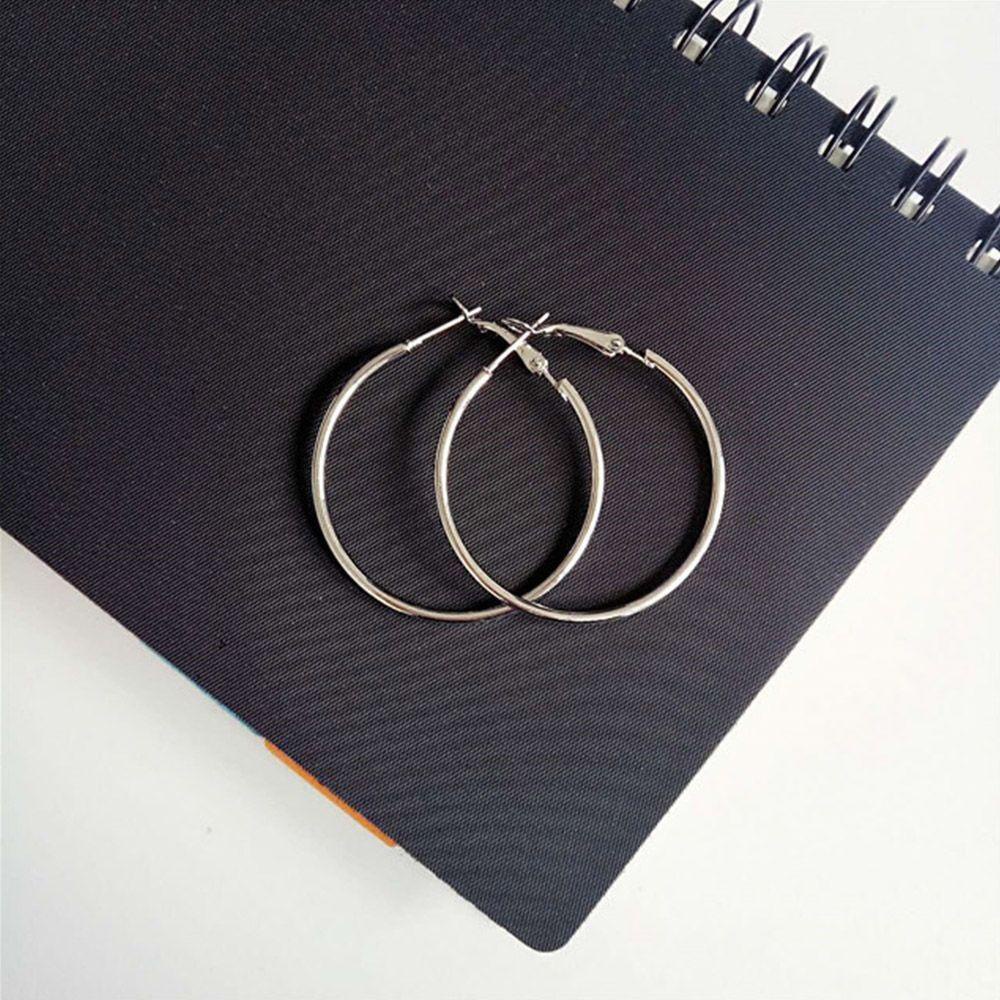 Needway   Anting Besar Hoops Fashion Logam Cewek Tipis Halus