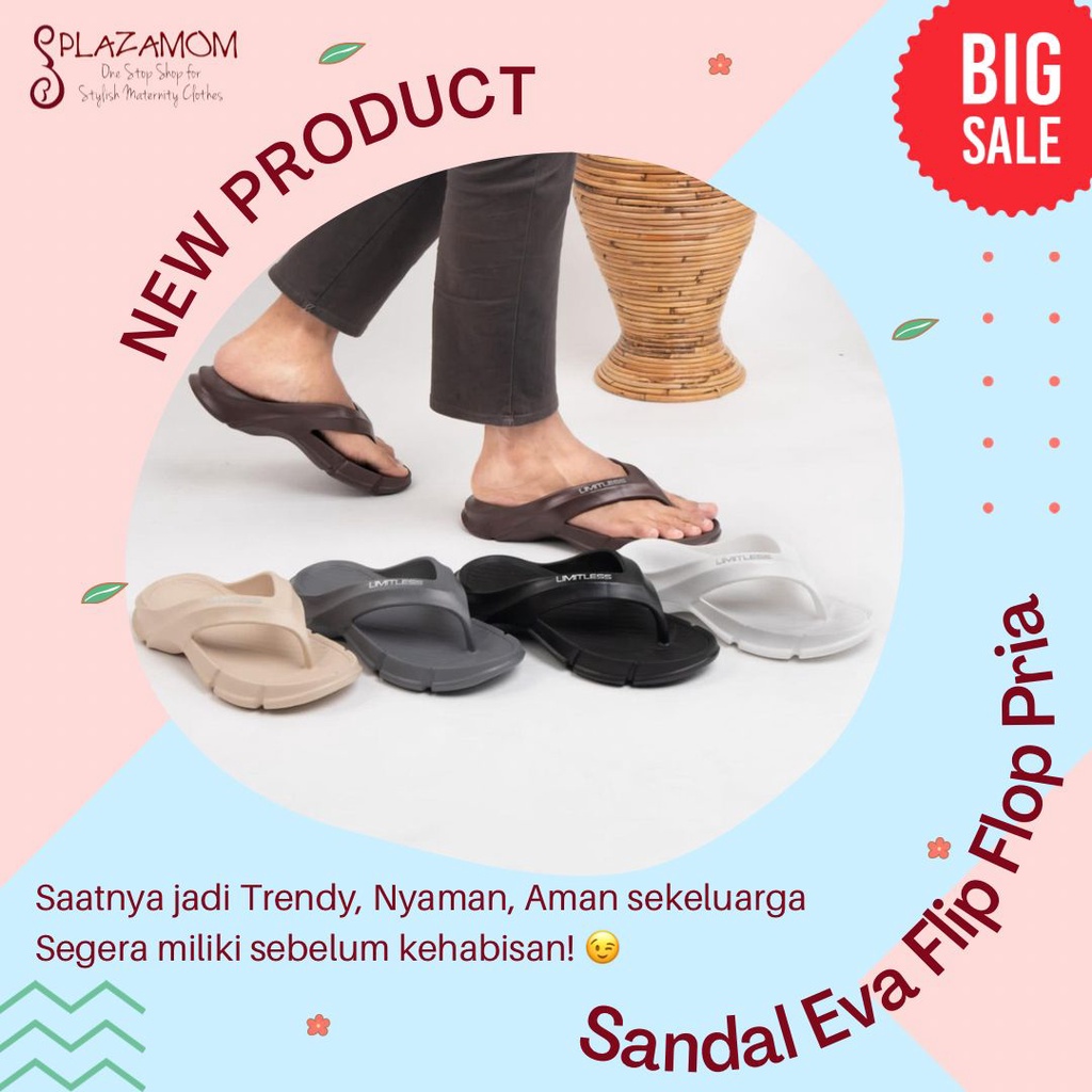 Sandal EVA karet PRIA DEWASA sendal Slip Flip Flop Japit Jepit family keluarga polos anti slip nyaman ringan trendy cocok untuk outdoor indoor kualitas premium