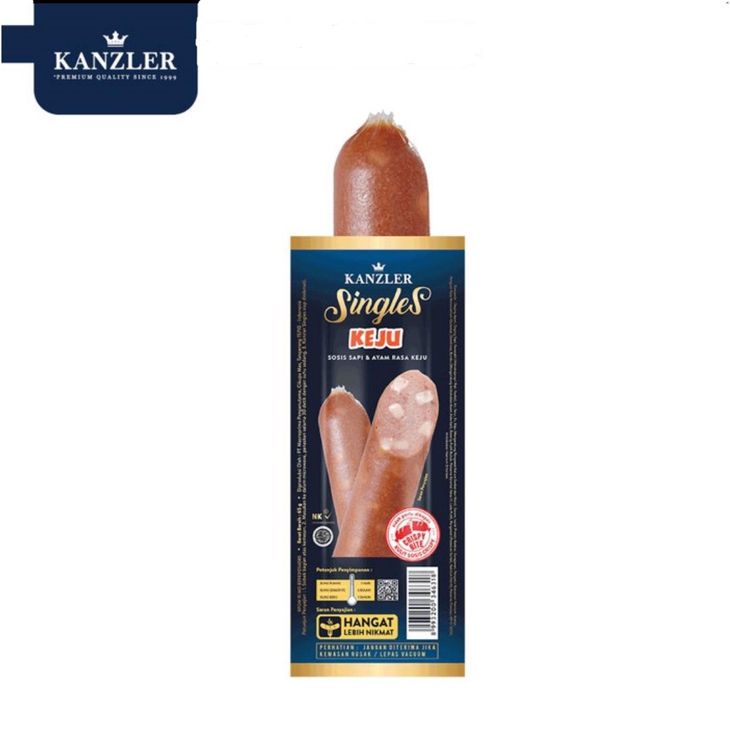 BEEF CHEESE SAUSAGE SINGLE KANZLER 65GR SOSIS SAPI KEJU SINGLES COLLAGEN HALAL