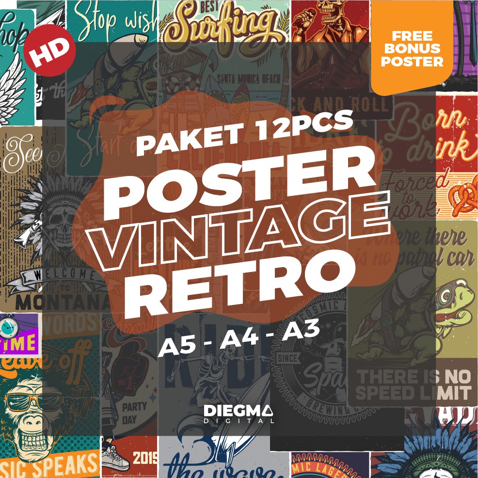 

PAKET POSTER RETRO VINTAGE CLASSIC, COCOK UNTUK RUMAH A3 A4 A5