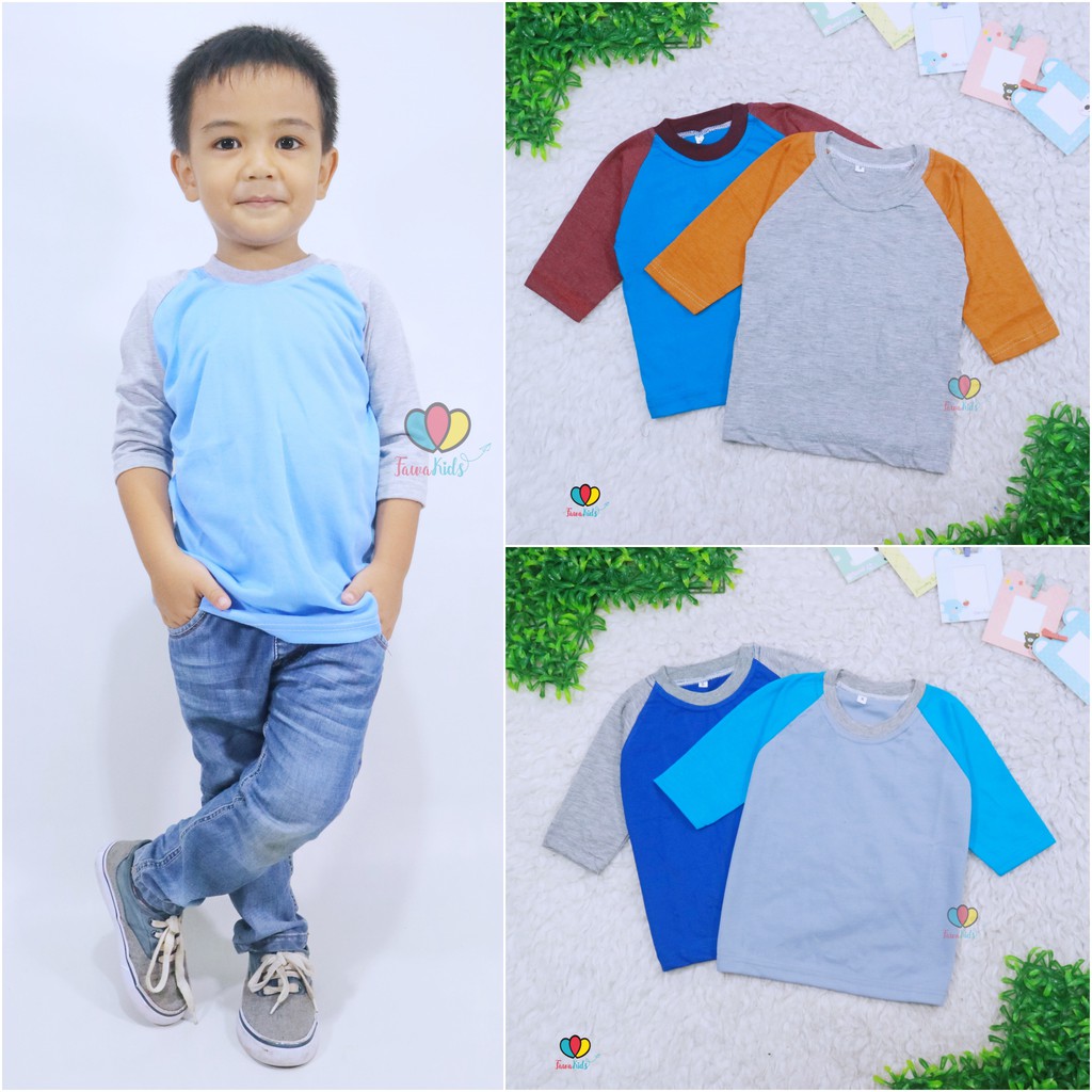 Kaos Reglan POLOS uk 6-18 Bulan / Atasan Anak Panjang Baju Laki Perempuan Oblong Raglan Grosir Babycinnamon