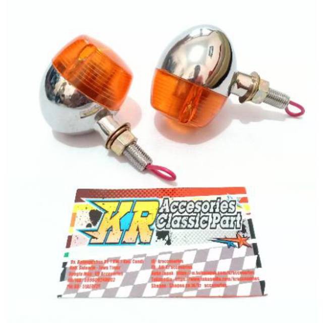 Lampu Sein CB 200 mini Model Bulat Chrome