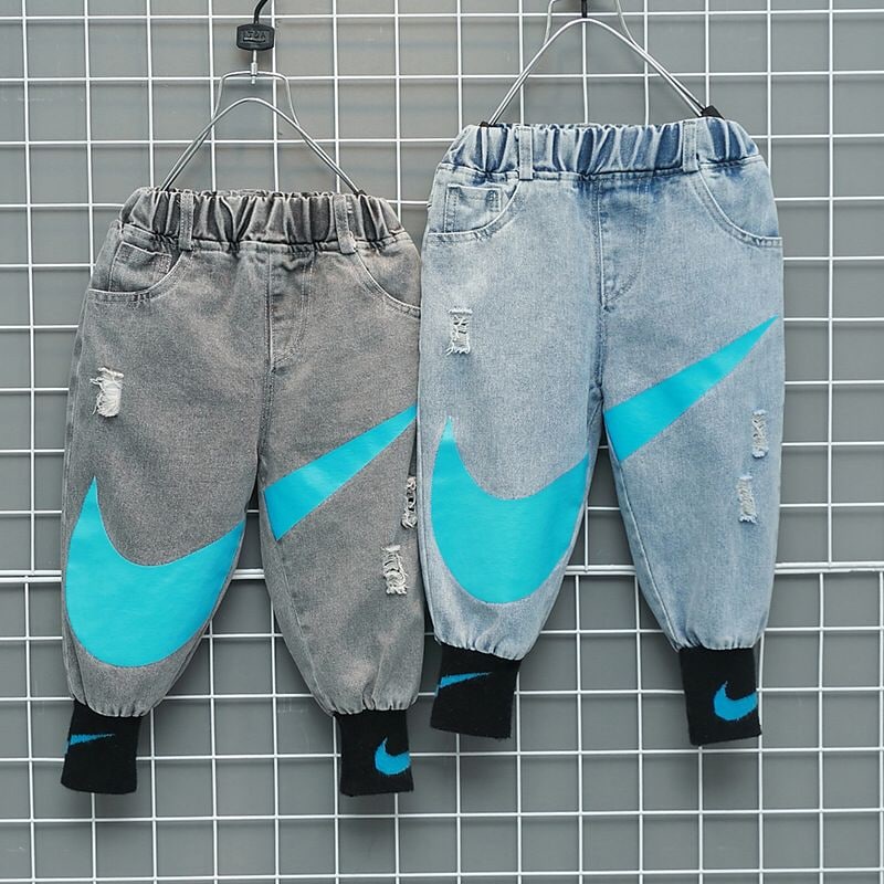 Promo !! Celana panjang anak cowok / celana joger ripped nikeu  import ukuran 3-6tahun (abu-abu) / Celana anak laki-laki keren